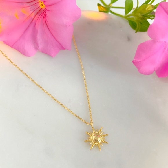 Dainty Gold Plated Sun Necklace - Picture 3 of 3